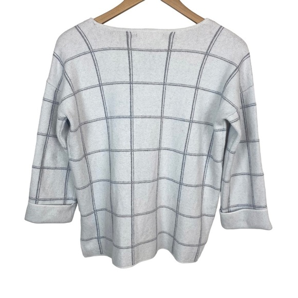 Tahari Mock Neck Window Pane Sweater Small Gray - Picture 7 of 10